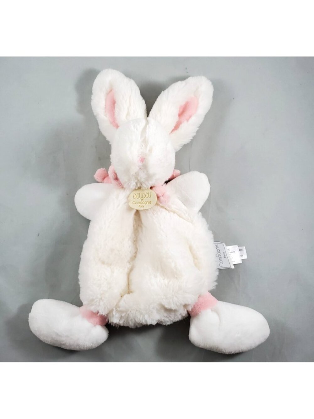 DOUDOU et Compagnie Paris Plush Mon Lapin Bonbon Cream Pink Bunny Lovey Blanket